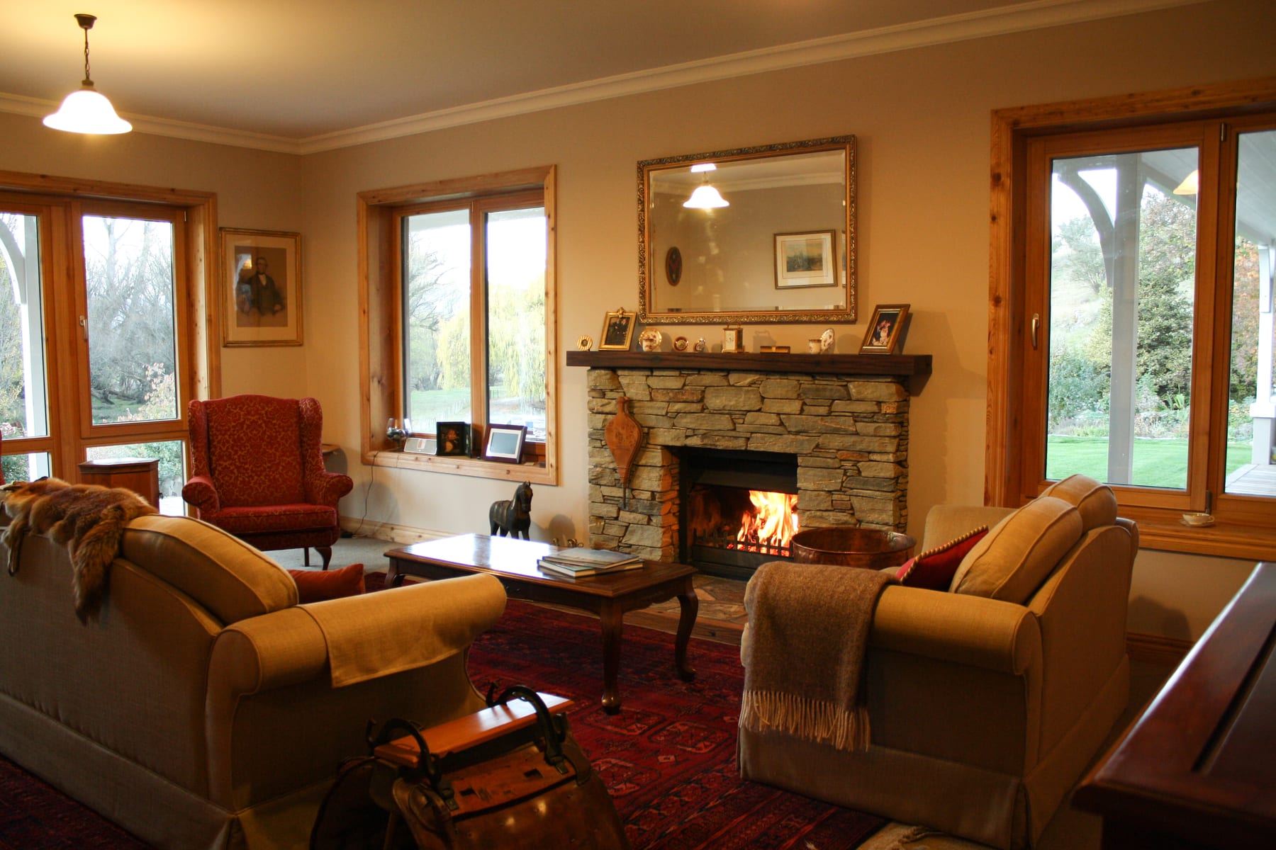Homestead sitting room looking out to the garden